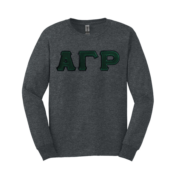 AGR Dark Heather Long Sleeve Tee with Sewn On Letters