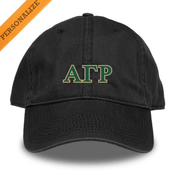 AGR Personalized Black Hat | Alpha Gamma Rho | Headwear > Billed hats