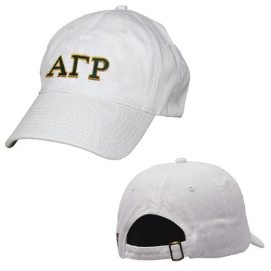 AGR White Greek Letter Adjustable Hat | Alpha Gamma Rho | Headwear > Billed hats