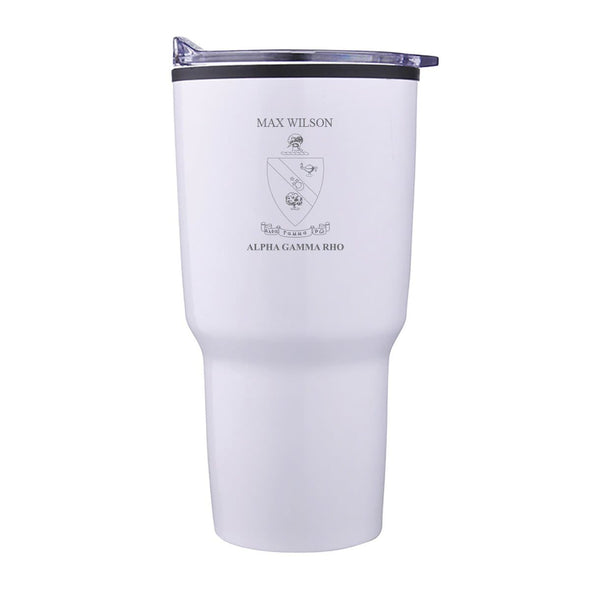 AGR Personalized 30oz White Tumbler | Alpha Gamma Rho | Drinkware > Travel mugs