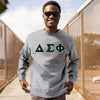 Delta Sig Heather Gray Crew Neck Sweatshirt with Sewn On Letters