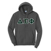 Delta Sig Dark Heather Hoodie with Sewn On Letters