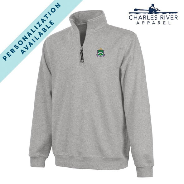 Delta Sig Embroidered Crest Gray Quarter Zip | Delta Sigma Phi | Sweatshirts > 1/4 zip sweatshirts