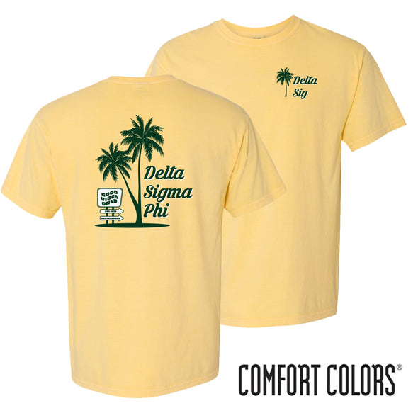 Delta Sig Comfort Colors Good Vibes Palm Tree Tee