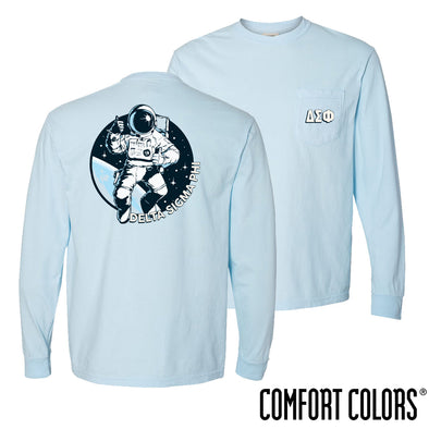 New! Delta Sig Comfort Colors Space Age Long Sleeve Pocket Tee