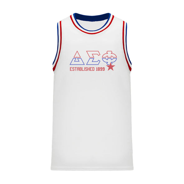 Delta Sig Retro Block Basketball Jersey | Delta Sigma Phi | Shirts > Jerseys