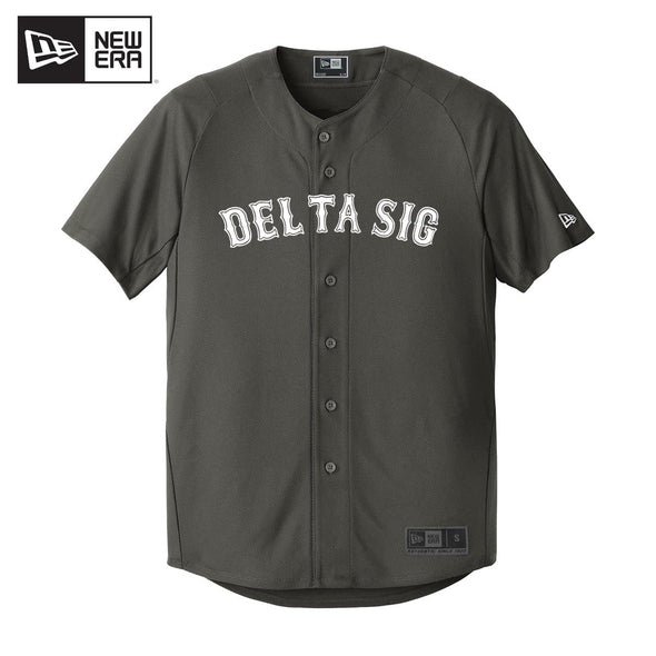 Delta Sig New Era Graphite Baseball Jersey | Delta Sigma Phi | Shirts > Jerseys