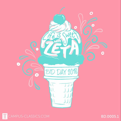 Pink Ice Cream Cone Zeta Bid Day