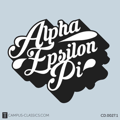 Blue Retro Script Alpha Epsilon Pi