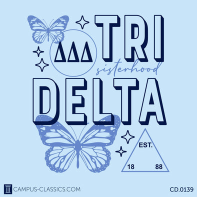 Light Blue Tri Delta Sisterhood Butterfly