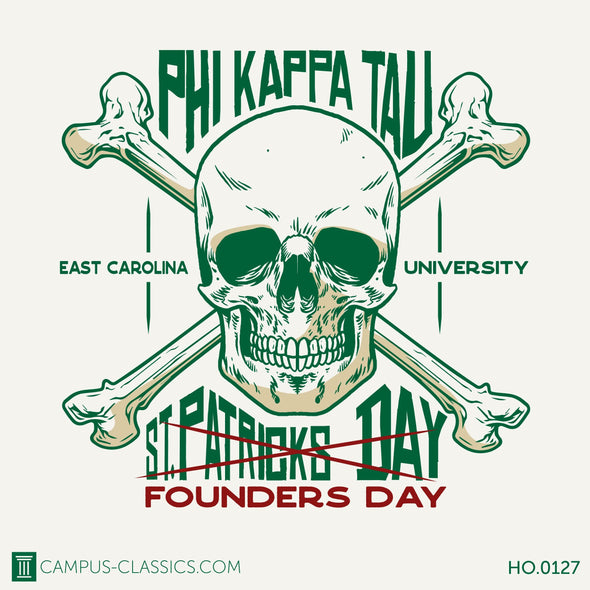 Ivory Phi Kappa Tau St. Patricks Founders Day with Skull and Crossbones