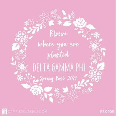 Pink Delta Gamma Phi Floral Wreath